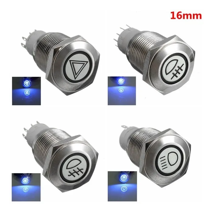 16mm LED illuminé autobloquant étanche bouton de poussée interrupteur en acier inoxydable